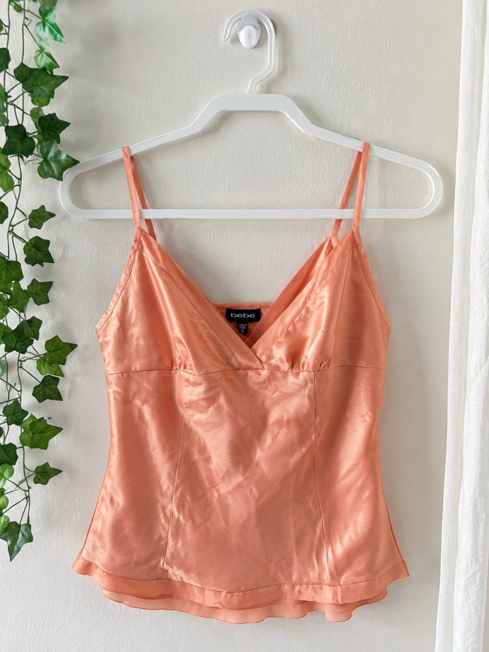 bebe Satin Peach V-Neck Camisole
